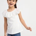 Sleeveless top with broderie anglaise