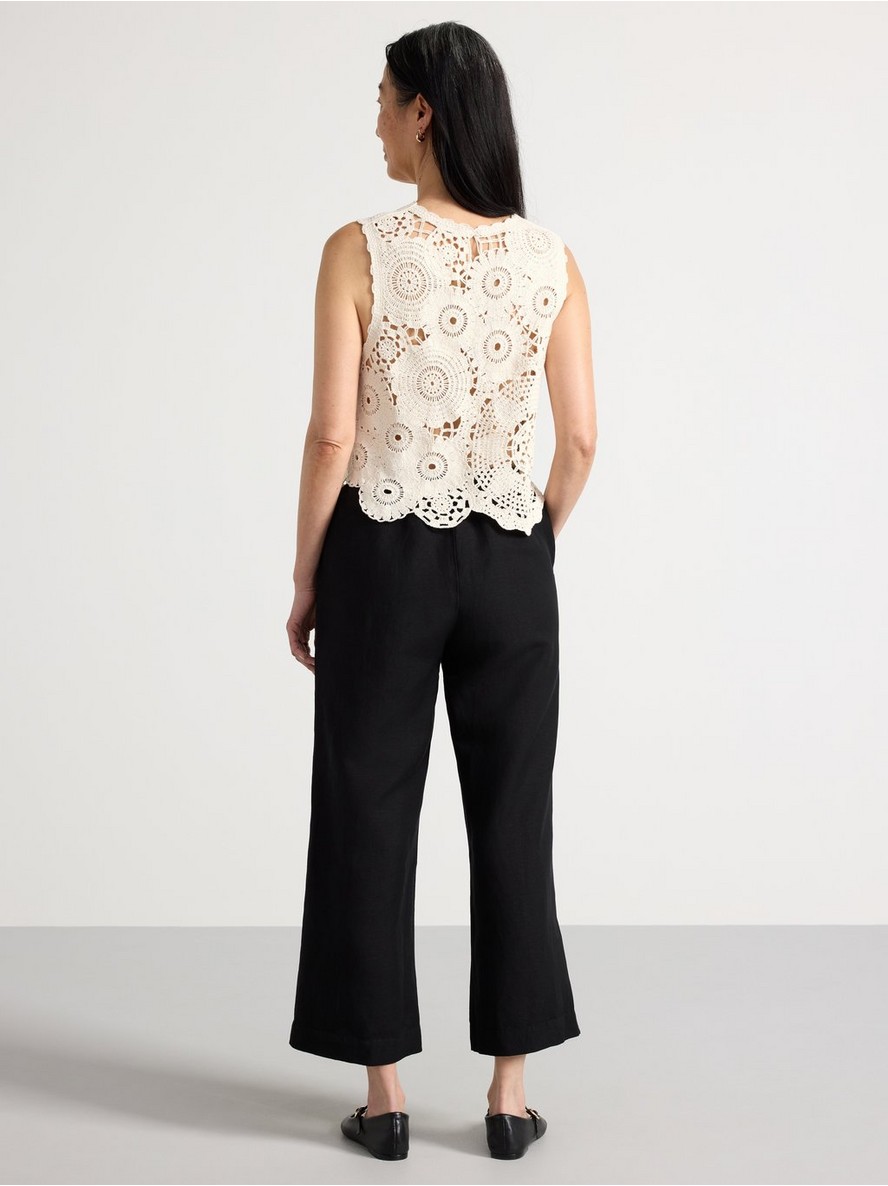 BELLA Straight cropped trousers in linen blend