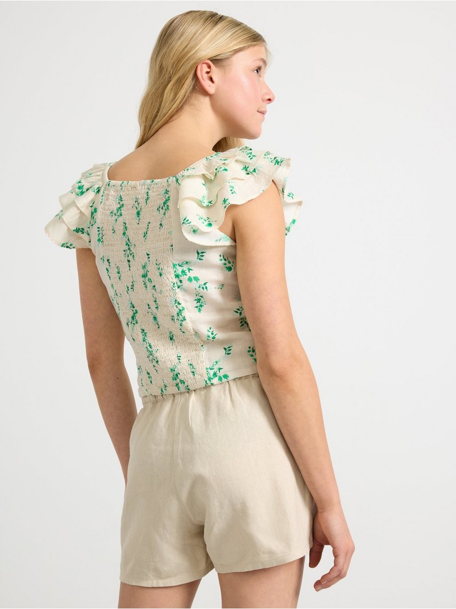Short-sleeved blouse in linen blend