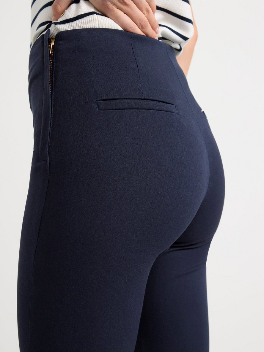 JONNA Navy blue slim high-waist trousers