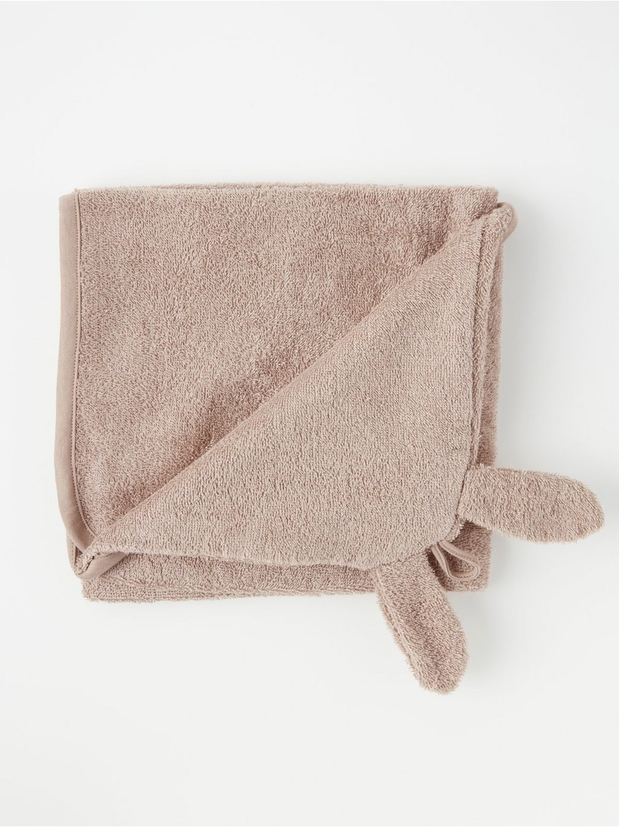 Terry bath towel with rabbit hood