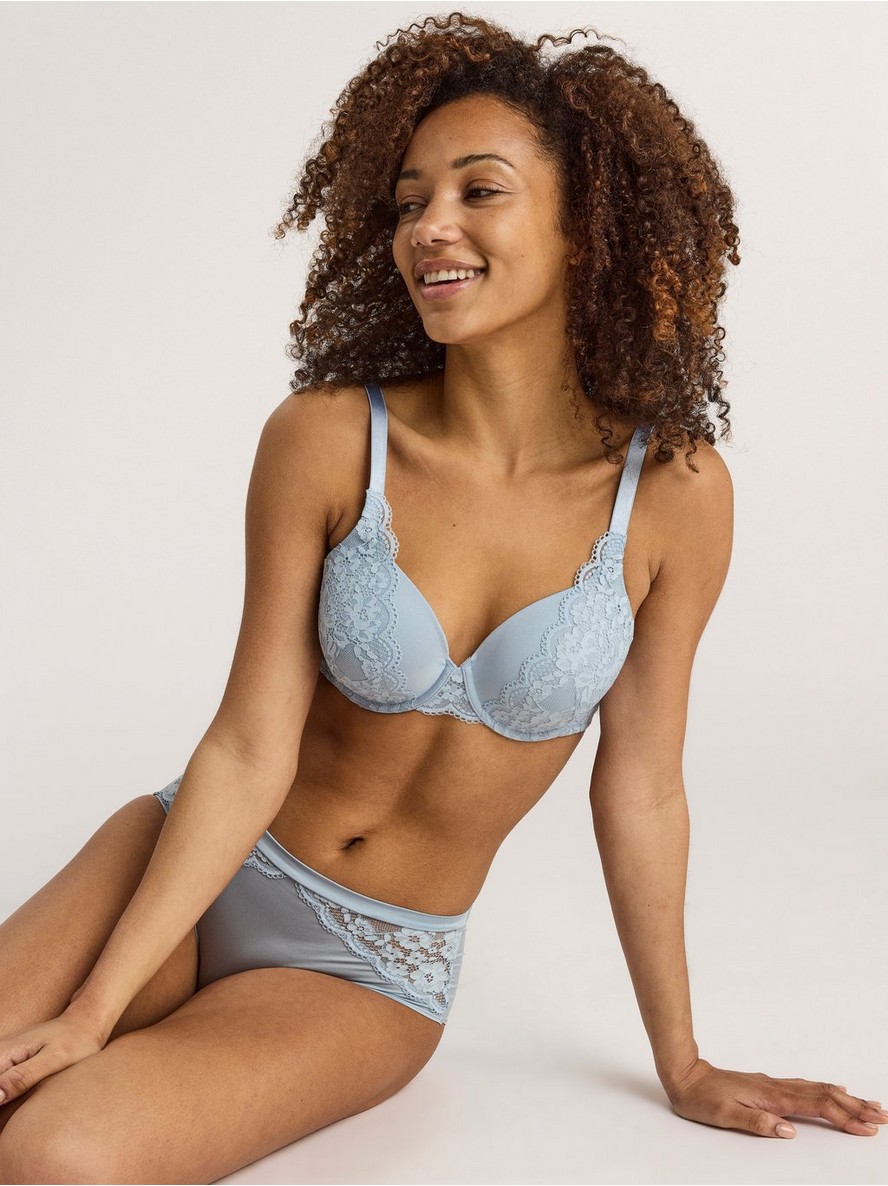 Regular waist brief with lace - Light Dusty Blue, 36/38