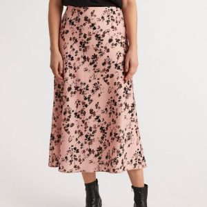 Patterned satin skirt - Old pink, XL