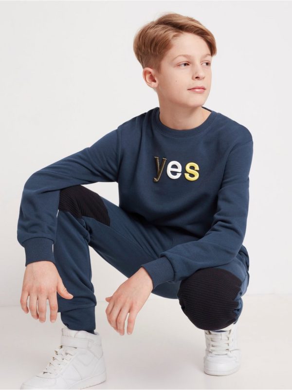 Sweatshirt with embroidered text