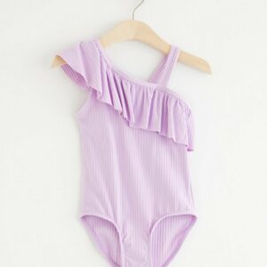 Ribbed swimsuit with frill