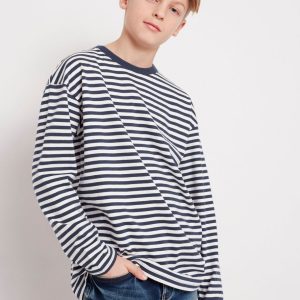 Long sleeve top with stripes - Dark Blue, 170