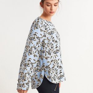 Long sleeve blouse with floral pattern - L