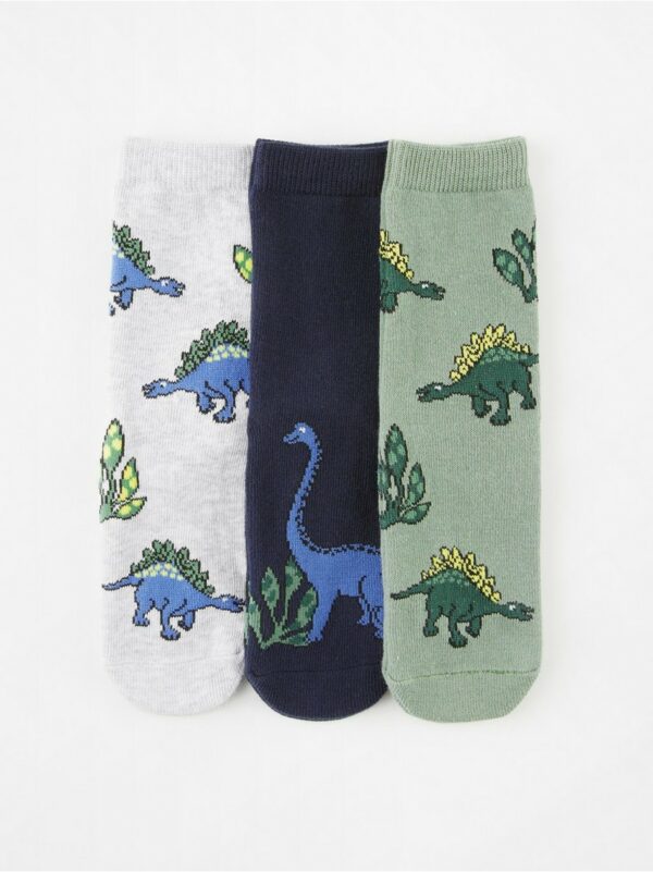 3-pack antislip socks with dinosaurs