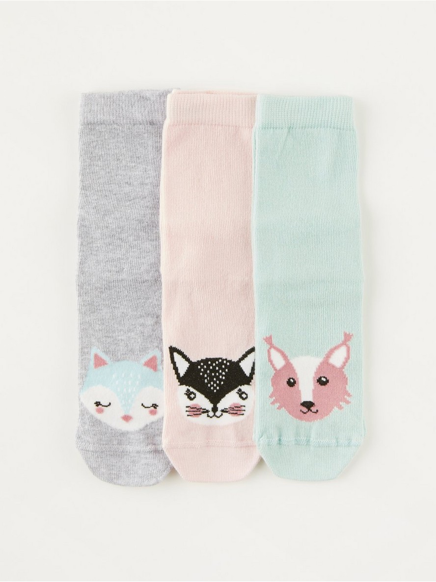 3-pack antislip socks with foxes