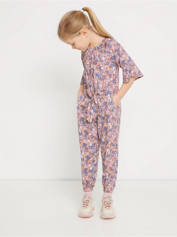 Floral jumpsuit with knot