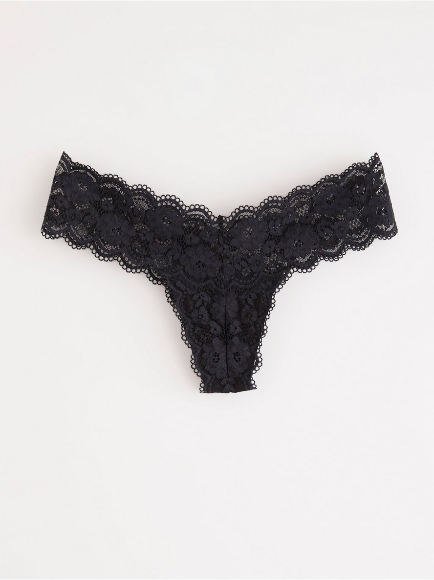Thong low with lace - Black, 44/46