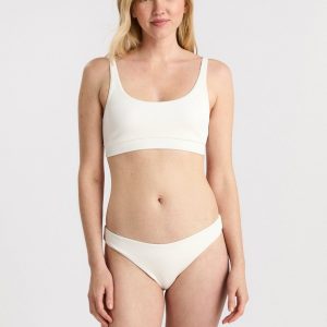 Ribbed bikini top - Off White, L