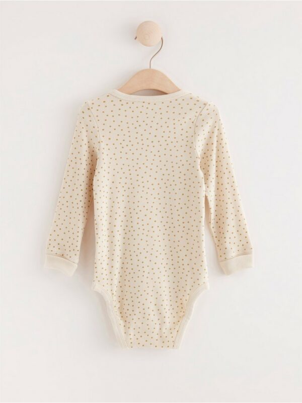 Ribbed long sleeve bodysuit with dots
