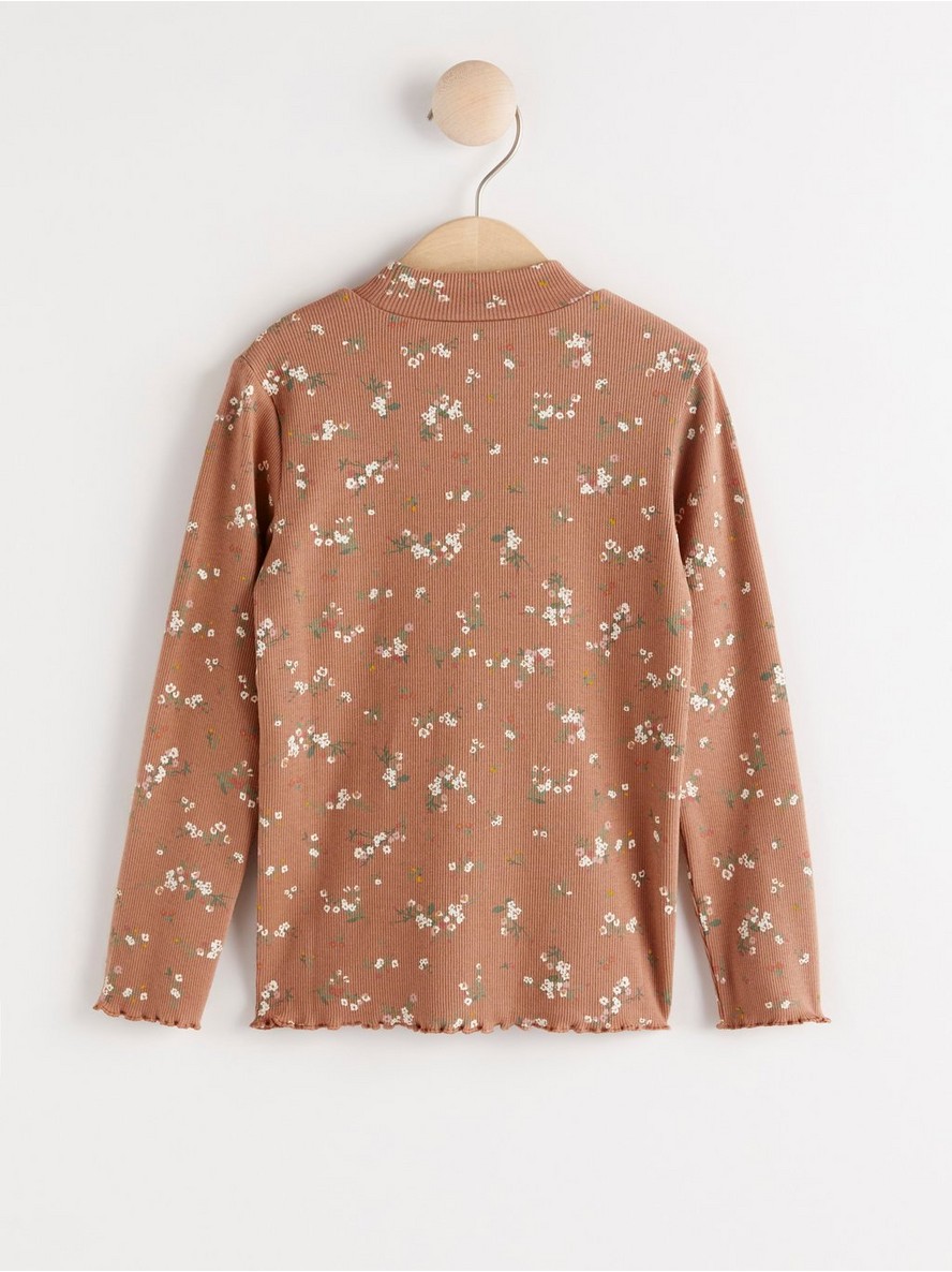 Long sleeve ribbed top with flower pattern
