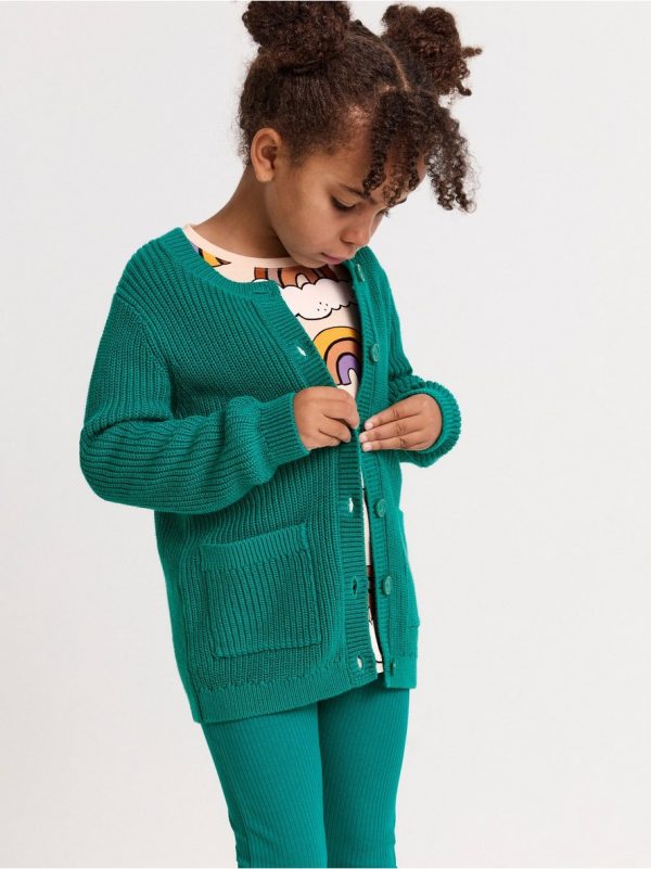 Knitted cardigan with pockets - Green, 122