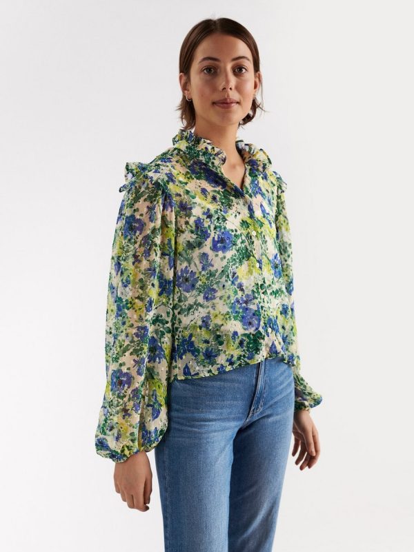 Patterned chiffon blouse - XL