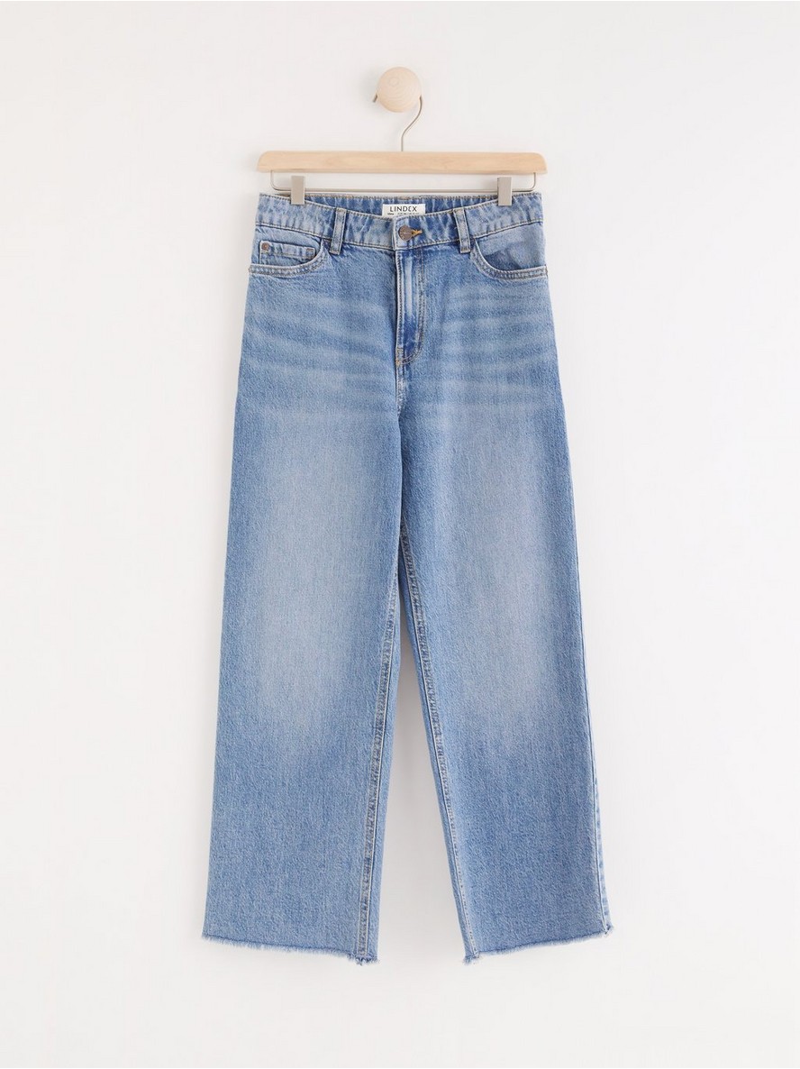 VANJA Wide high waist jeans with cropped leg - Denim, 152