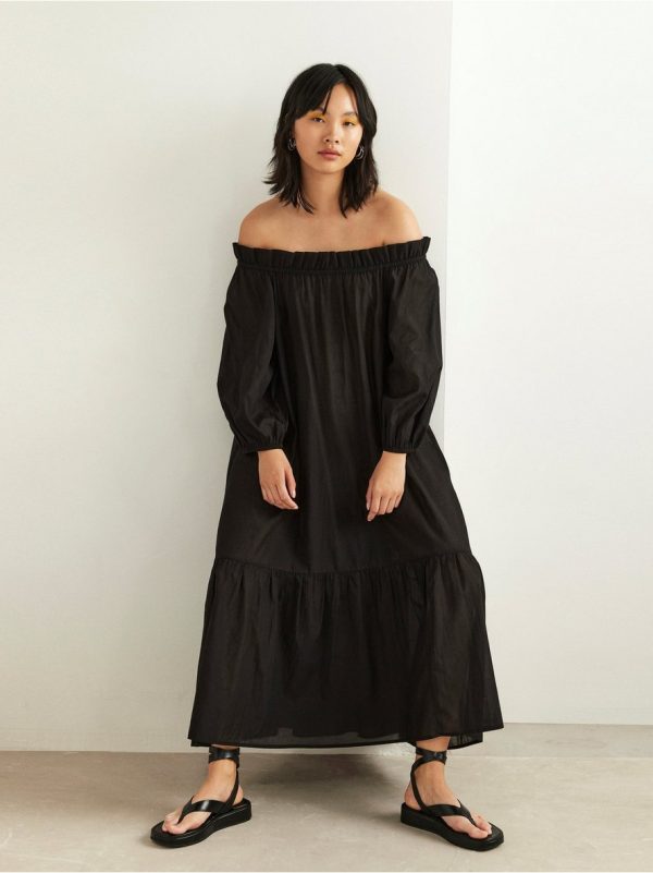 Off shoulder dress with flounce