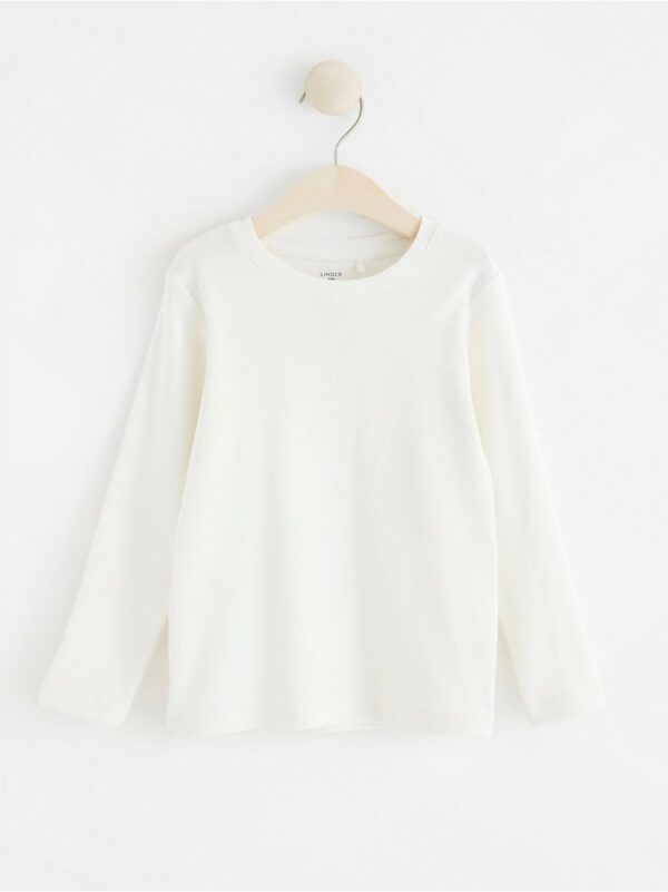 Ribbed long sleeve top - White, 140