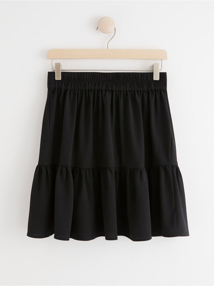 Short wrap skirt with flounce