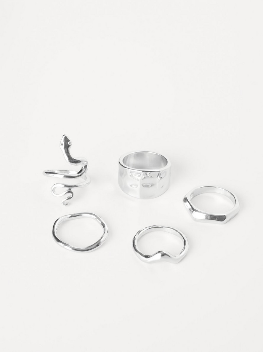 5-pack rings - Silver, M/L