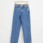 HANNA Wide high waist jeans with cropped leg - Blue, 40