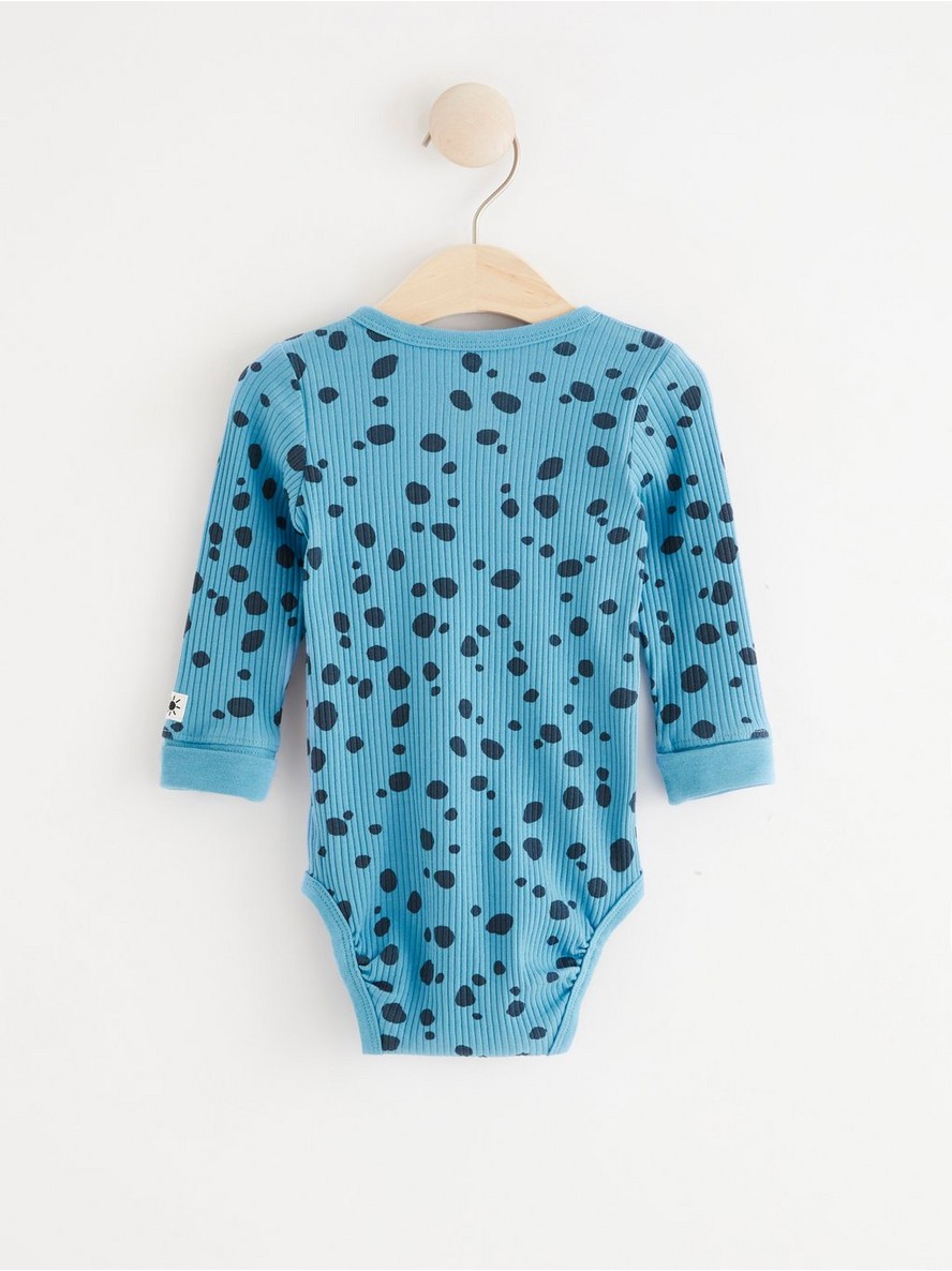 Ribbed wrap bodysuit with dots