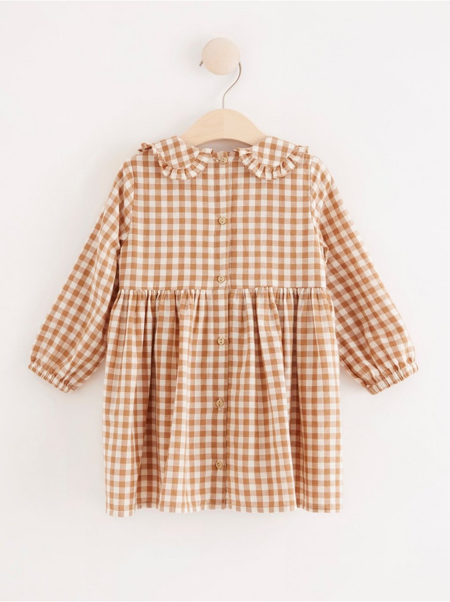 Dress with gingham pattern and collar