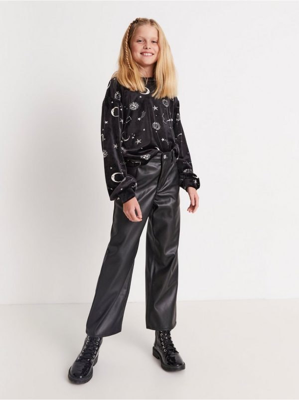 VILMA Wide high waist trousers in imitation leather