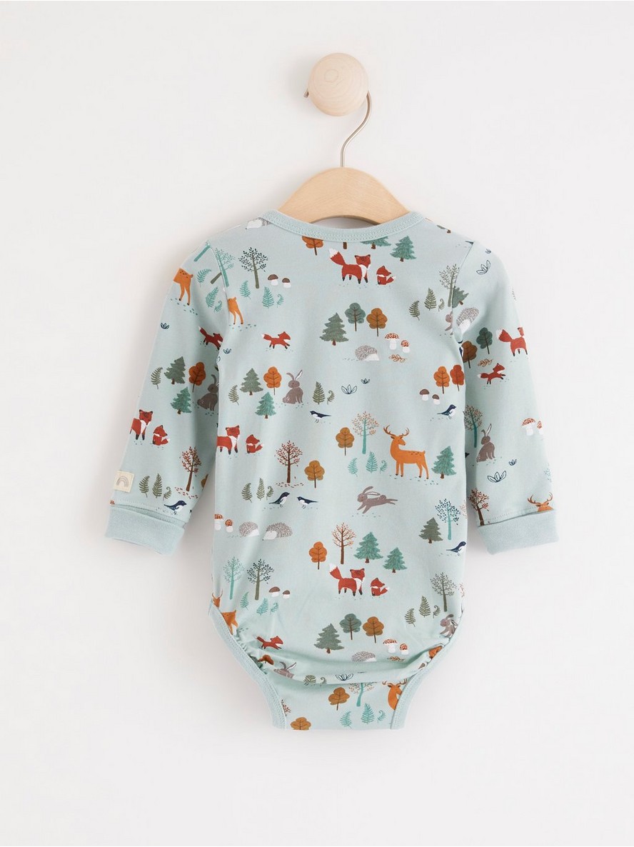 Wrap bodysuit with forest print
