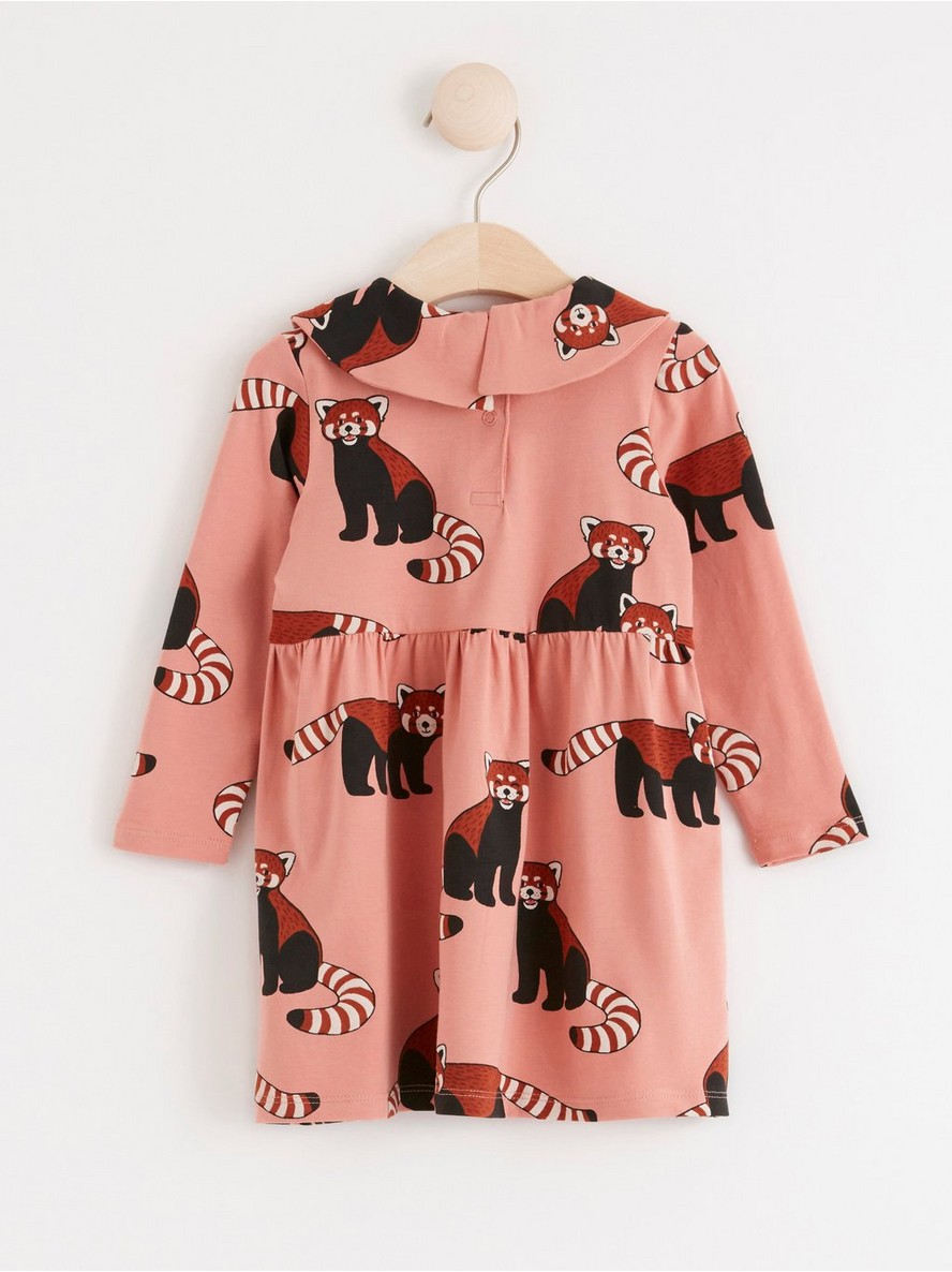 Dress with collar and red pandas