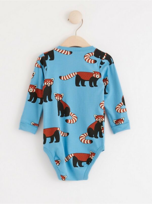 Long sleeve bodysuit with red pandas