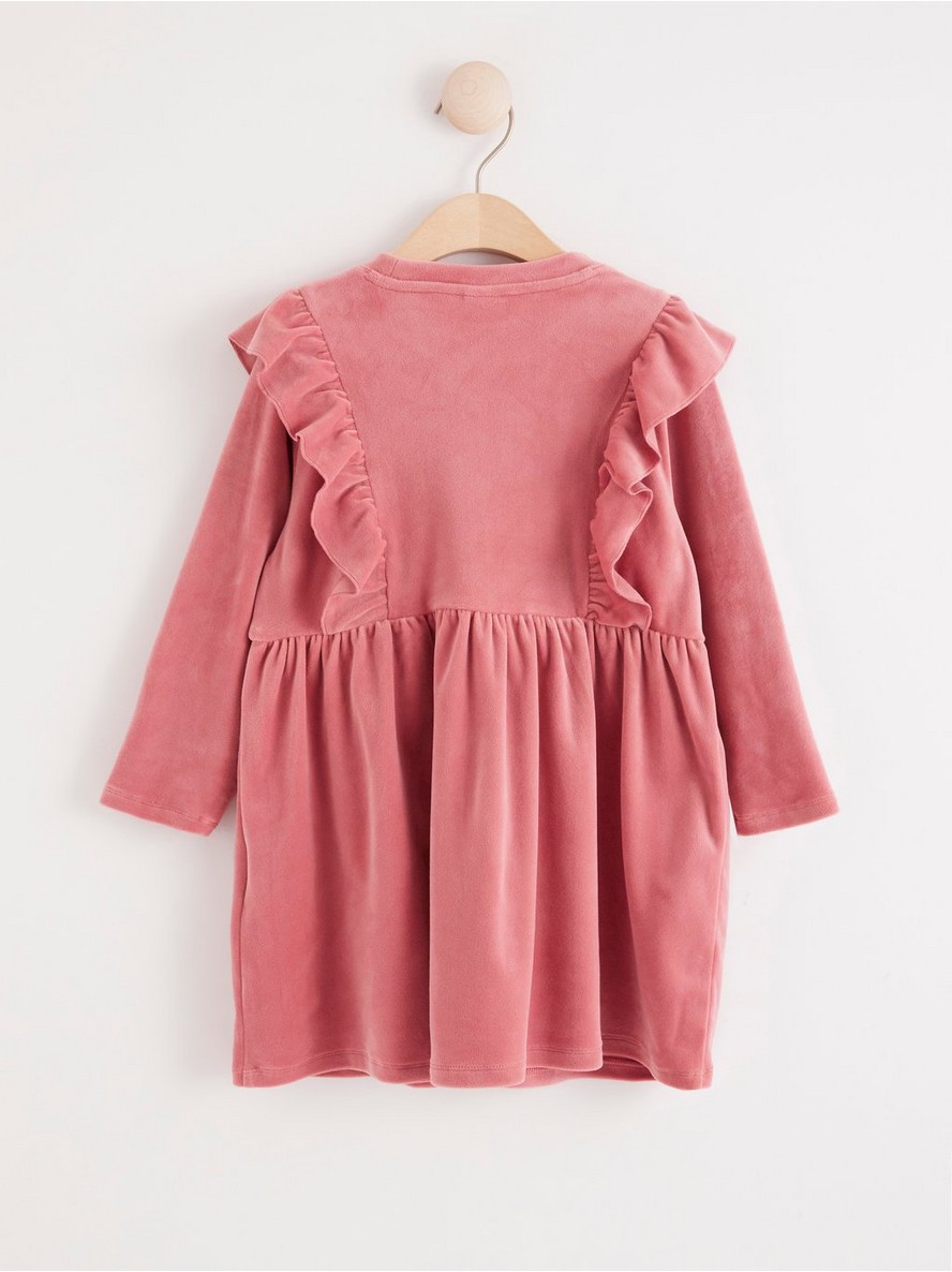 Velour dress with frills