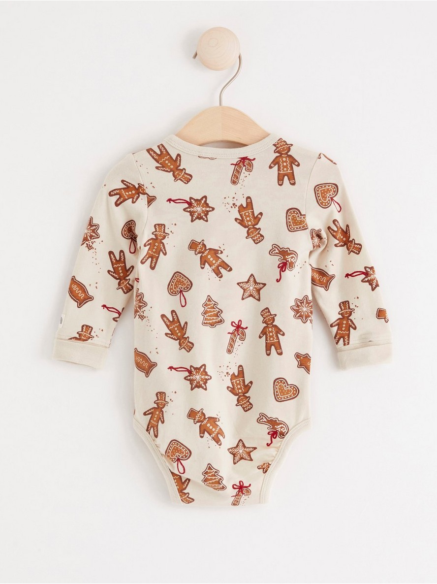 Wrap bodysuit with gingerbread print