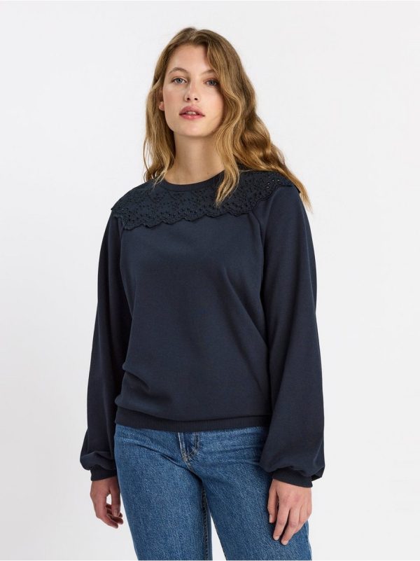 Sweatshirt with broderie anglaise