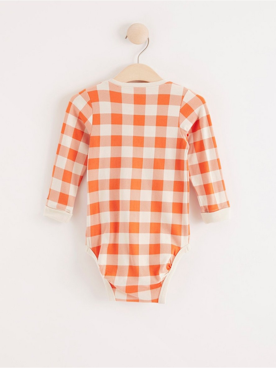Long sleeve bodysuit with check pattern