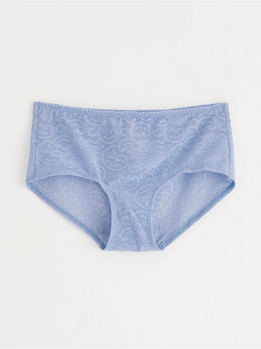 Regular waist brief with lace - Blue, 48/50
