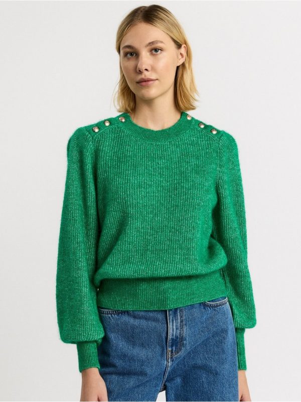 Knitted jumper with wide sleeves