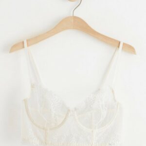 Unpadded bustier with lace - Light White, 80 D