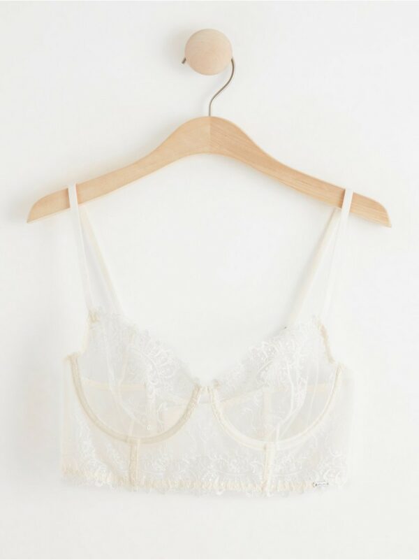 Unpadded bustier with lace - Light White, 80 D