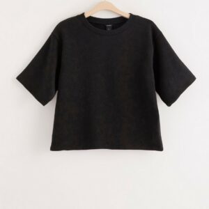 Short sleeve sweatshirt with shimmer - Black, M