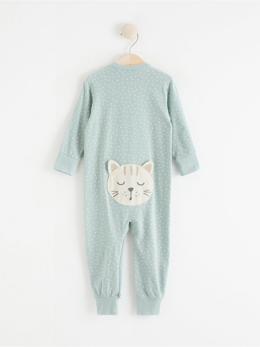 Pyjamas with dots and cat back appliqué