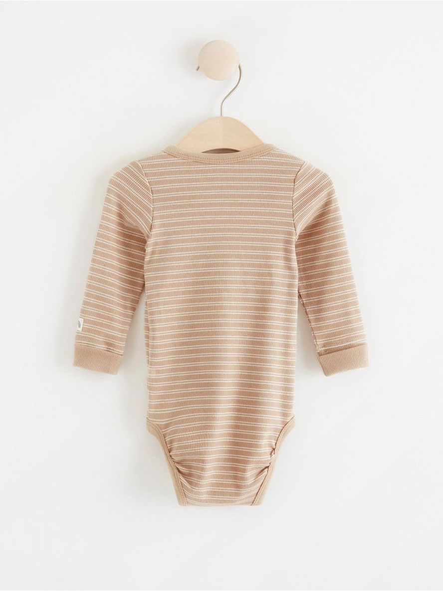 Ribbed wrap bodysuit with long sleeves