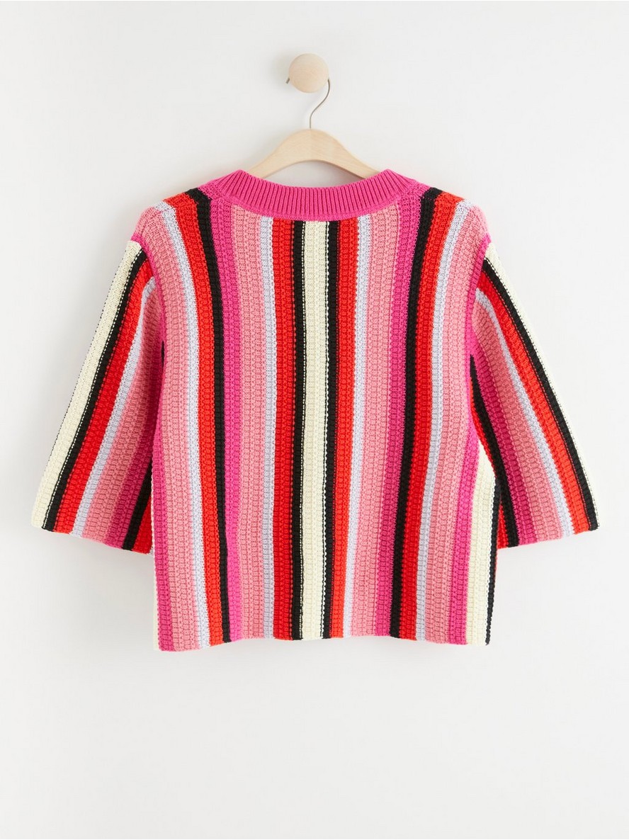 Striped knitted short sleeve jumper