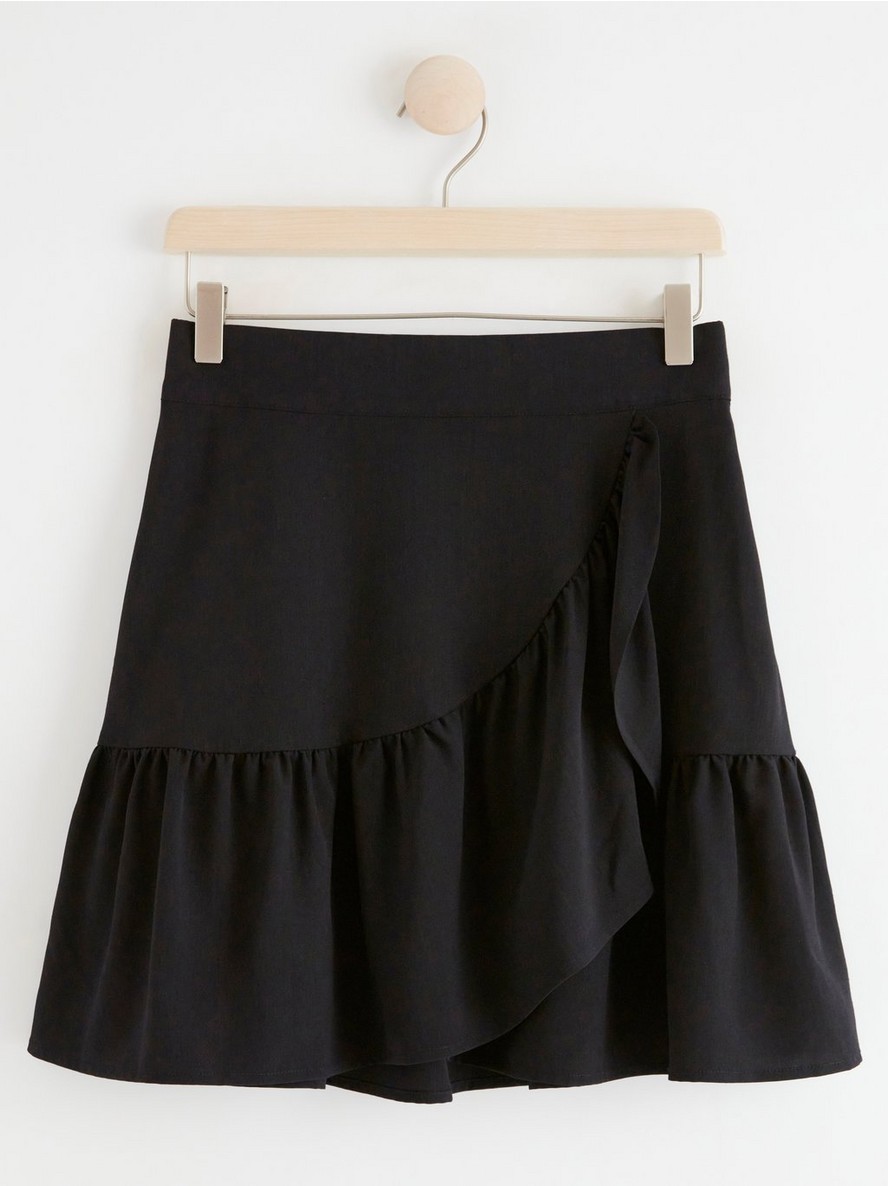 Draped flouncedetail skirt  Black  Ladies  HM IN