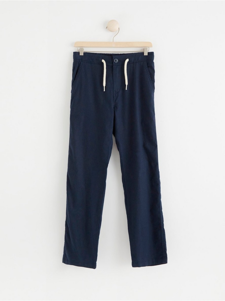 STAFFAN Straight regular waist trousers in linen blend - Dark Navy, 170