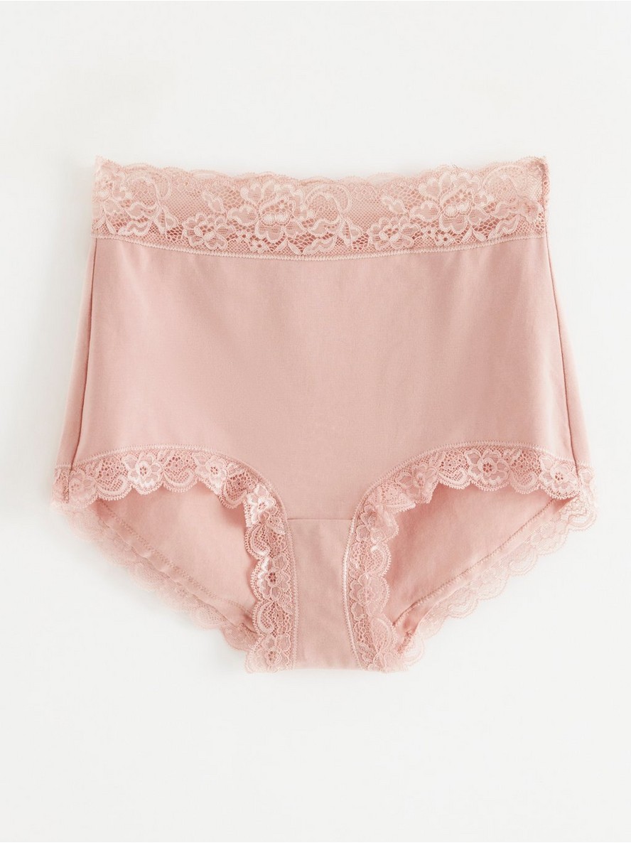High waist briefs with lace - Dusty Pink, 52/54