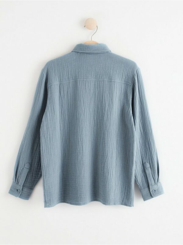Long sleeve shirt in crinkled cotton