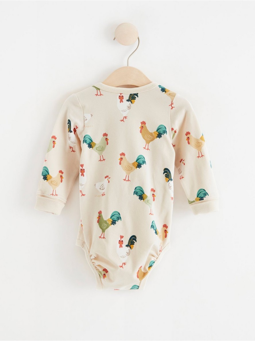 Wrap bodysuit with roosters