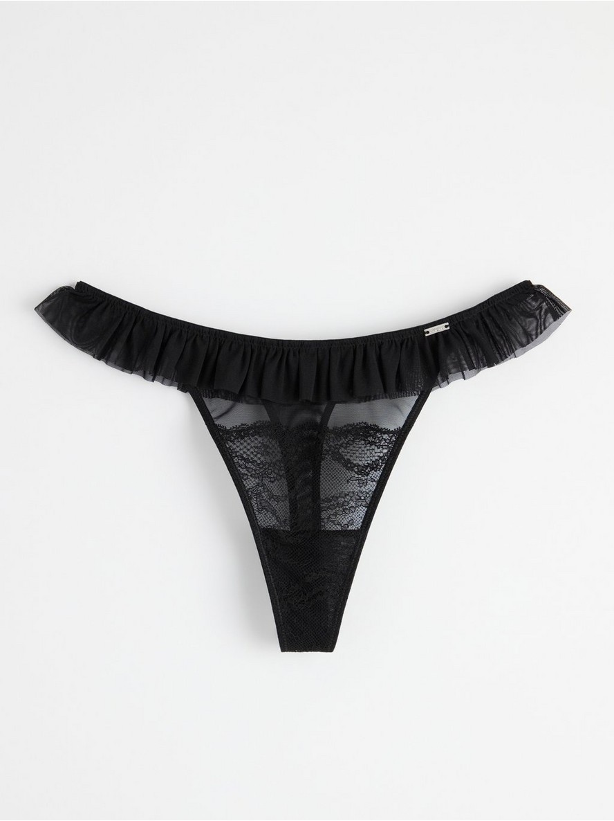 Thong low with lace - Black, 44/46